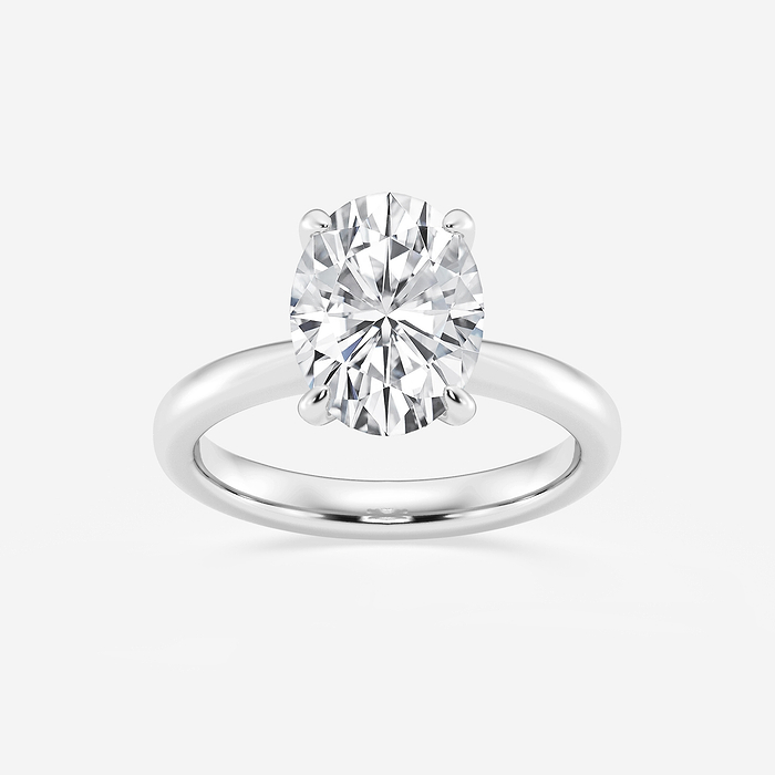 Vera - 3 ctw Oval Lab Grown Diamond Petite Solitaire Engagement Ring