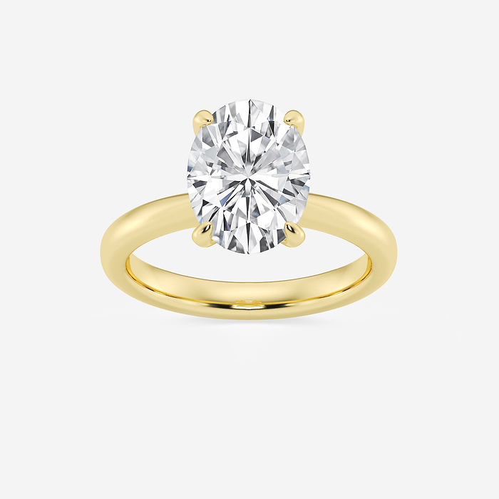 Vera - 3 ctw Oval Lab Grown Diamond Petite Solitaire Engagement Ring