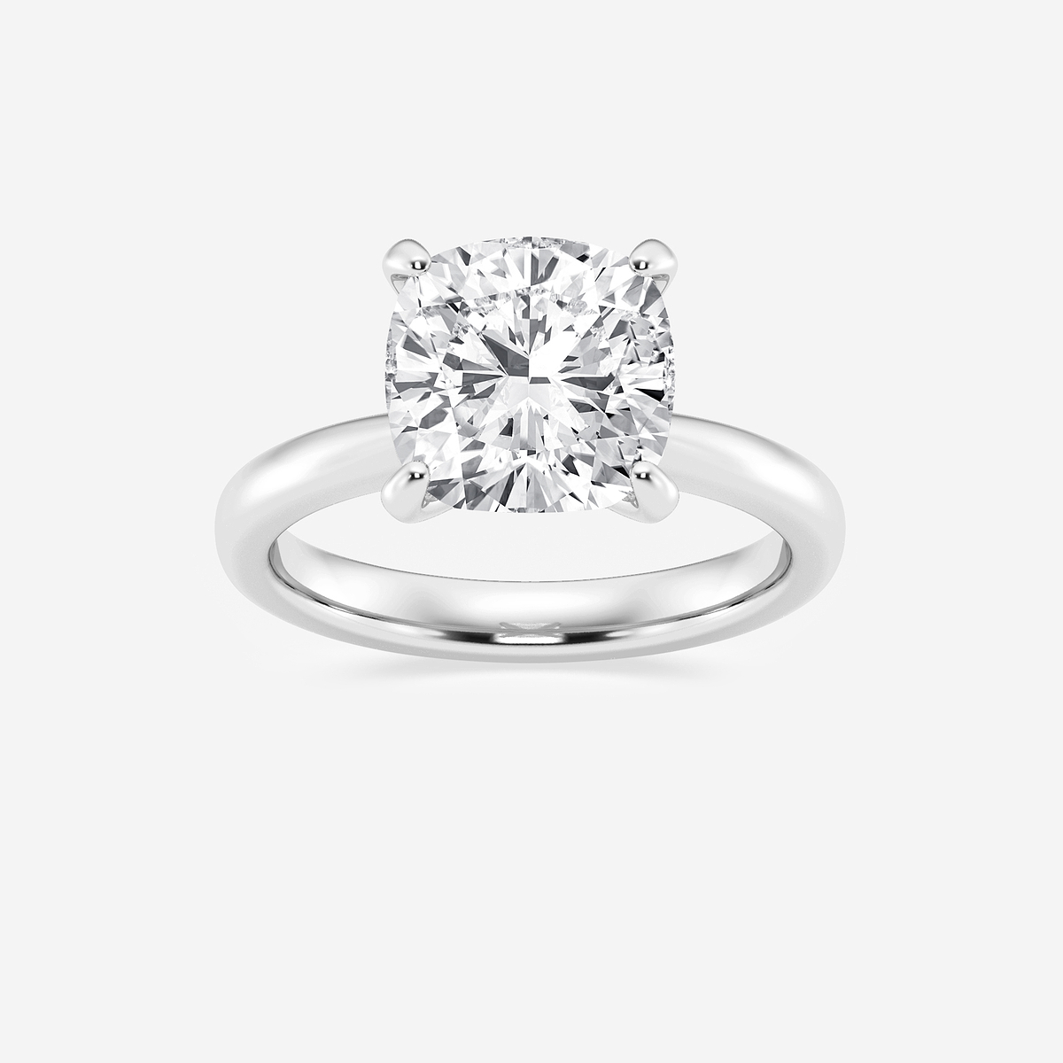 4 ctw Cushion Lab Grown Diamond Petite Solitaire Engagement Ring