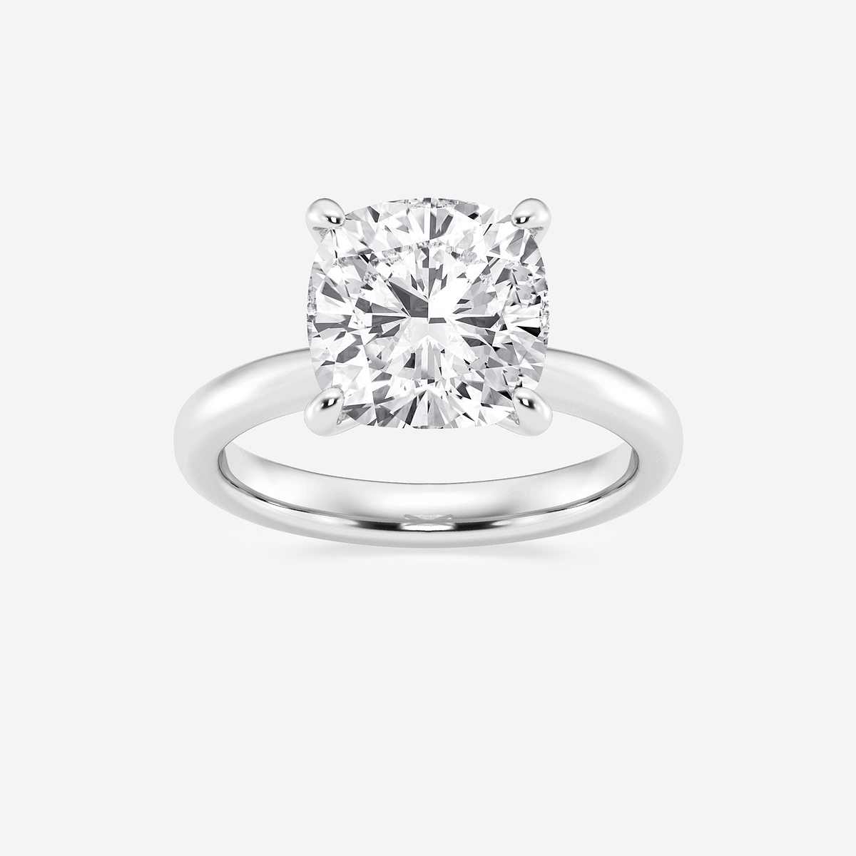 5 ctw Cushion Lab Grown Diamond Petite Solitaire Engagement Ring