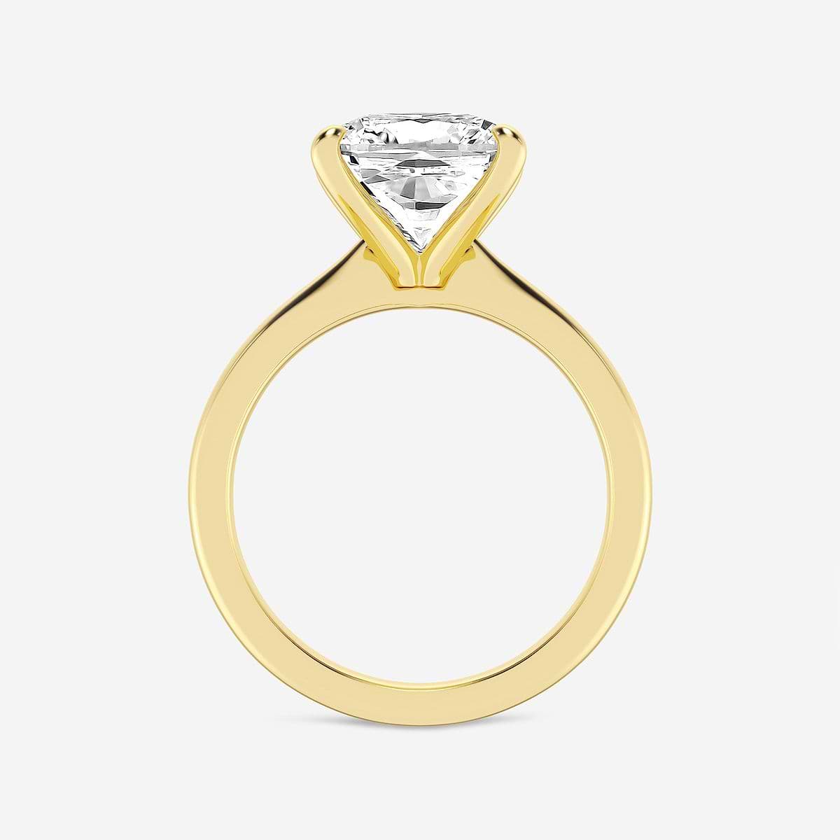5 ctw Cushion Lab Grown Diamond Petite Solitaire Engagement Ring 14K Yellow Gold, D, VVS