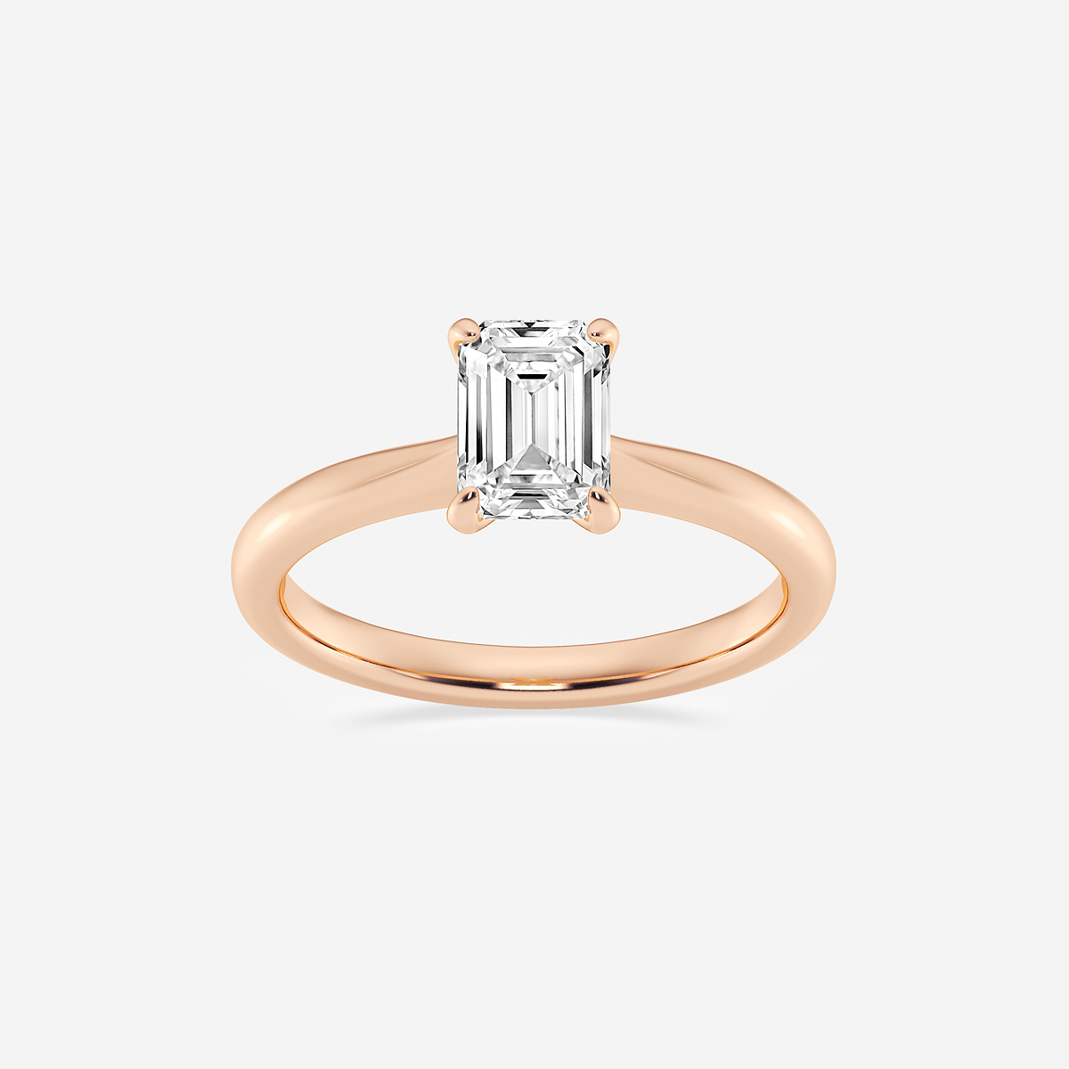 1 ctw Emerald Lab Grown Diamond Petite Solitaire Engagement Ring