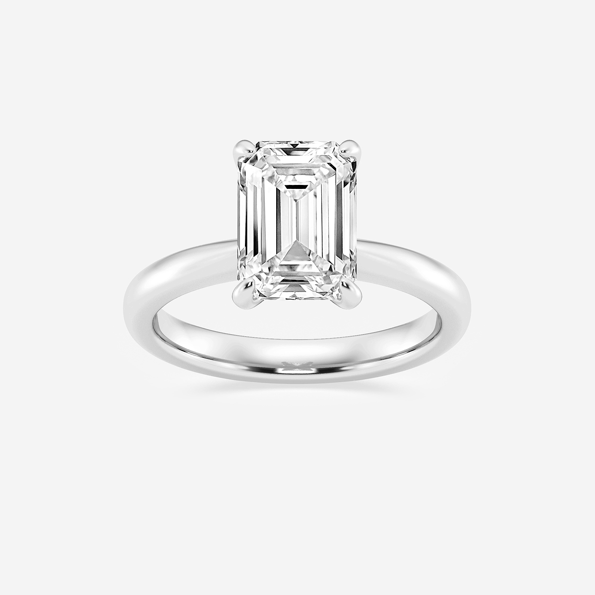 3 ctw Emerald Lab Grown Diamond Petite Solitaire Engagement Ring