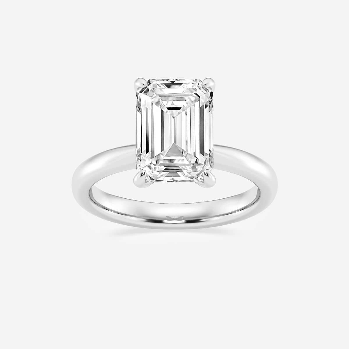 4 ctw Emerald Lab Grown Diamond Petite Solitaire Engagement Ring Platinum, F, VS2