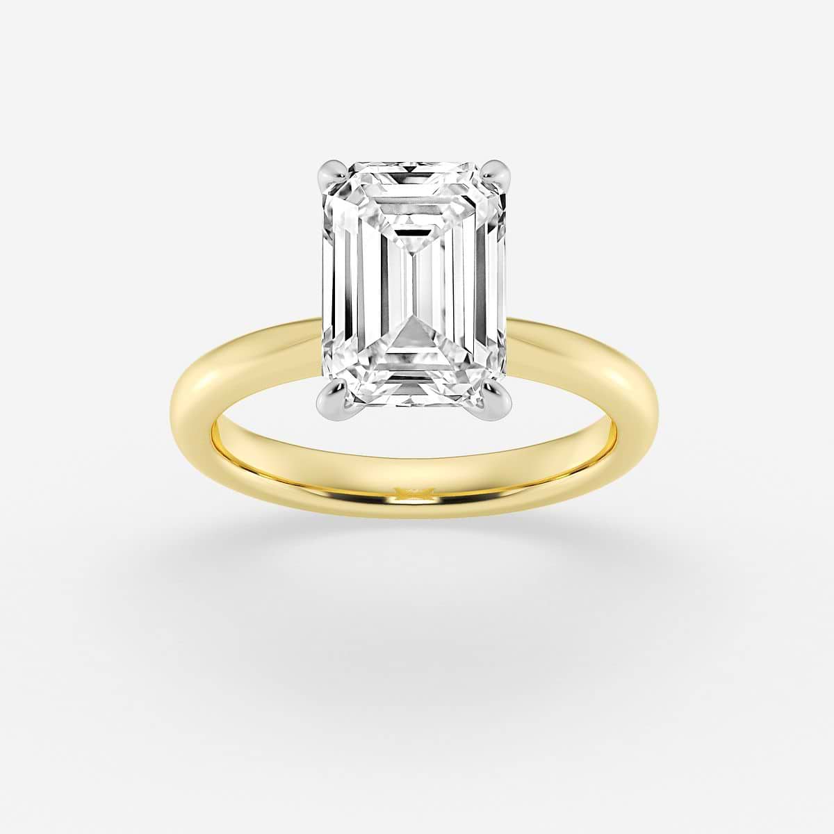 4 ctw Emerald Lab Grown Diamond Petite Solitaire Engagement Ring 14K Two-Tone White & Yellow Gold, F, VS2
