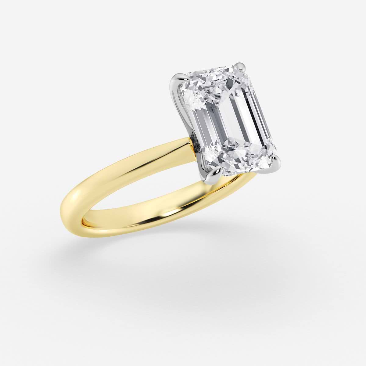 4 ctw Emerald Lab Grown Diamond Petite Solitaire Engagement Ring 14K Two-Tone White & Yellow Gold, F, VS2