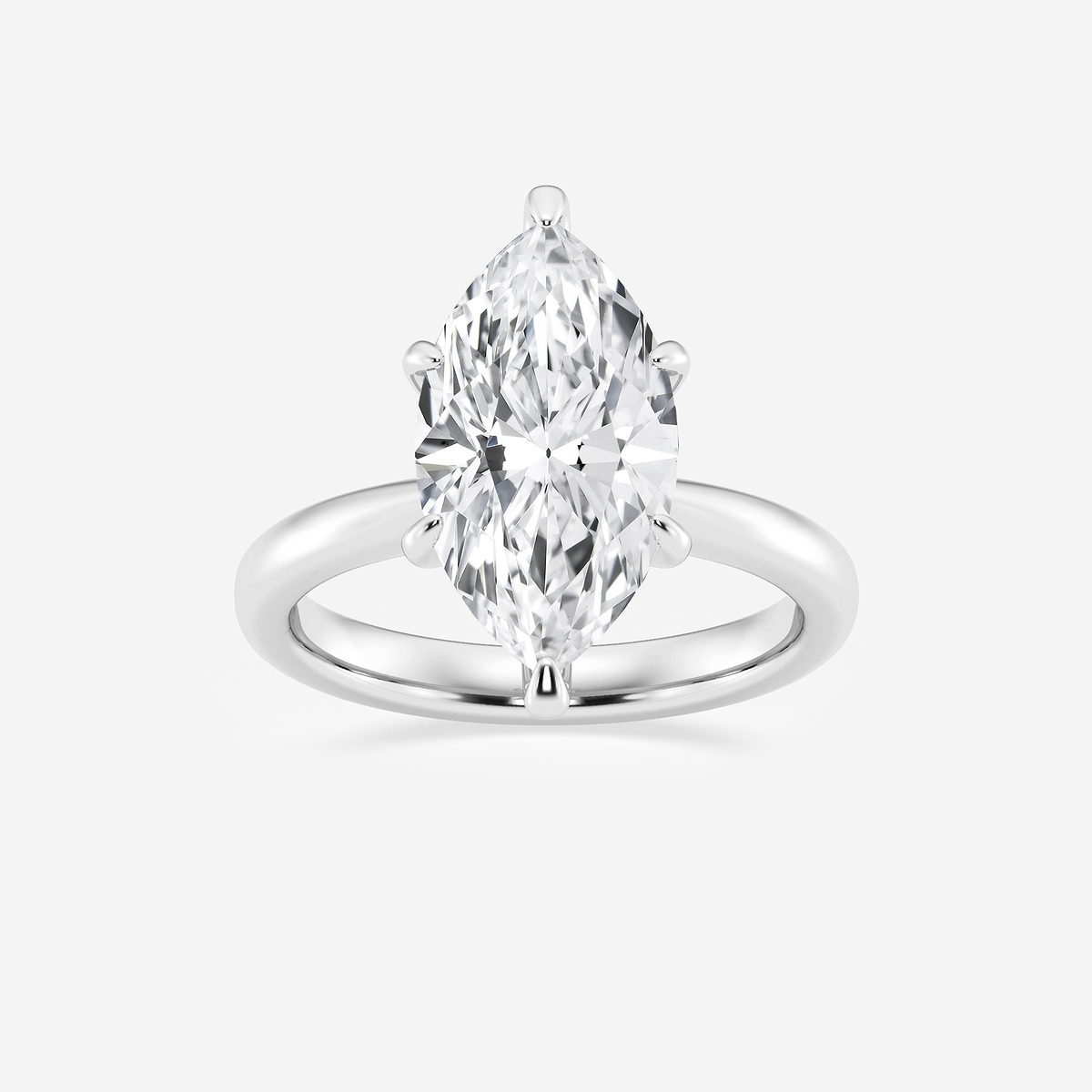 4 ctw Marquise Lab Grown Diamond Petite Solitaire Engagement Ring 14K White Gold, F, VS2