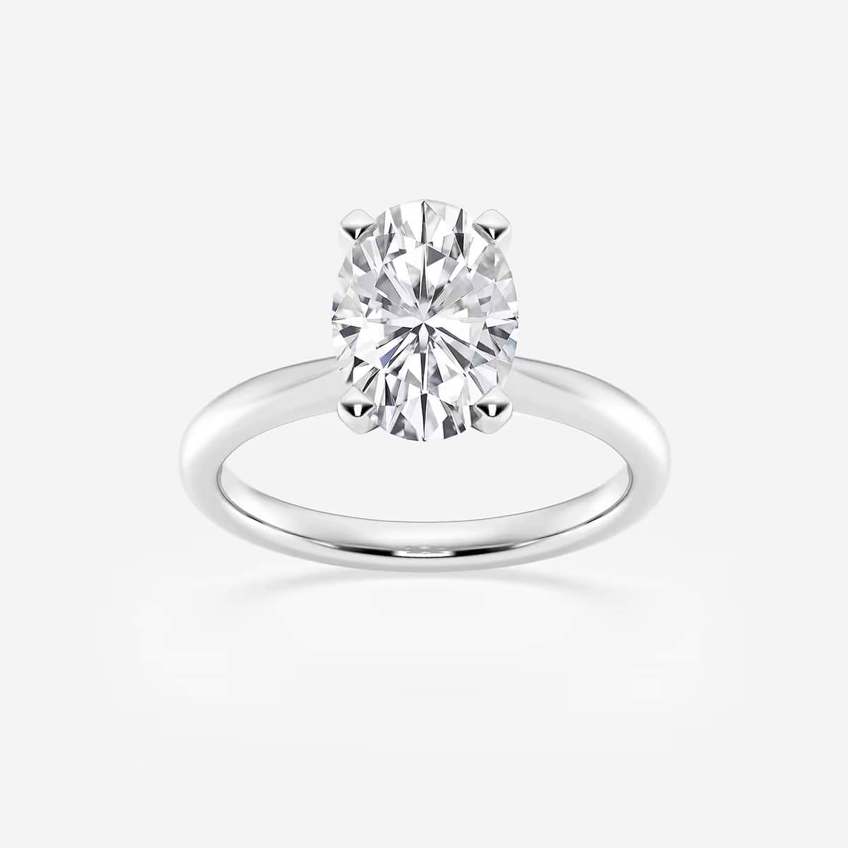 2 ctw Oval Lab Grown Diamond Petite Solitaire Engagement Ring Platinum, E, VS1