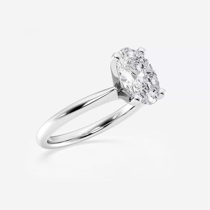 2 ctw Oval Lab Grown Diamond Petite Solitaire Engagement Ring Platinum, E, VS1