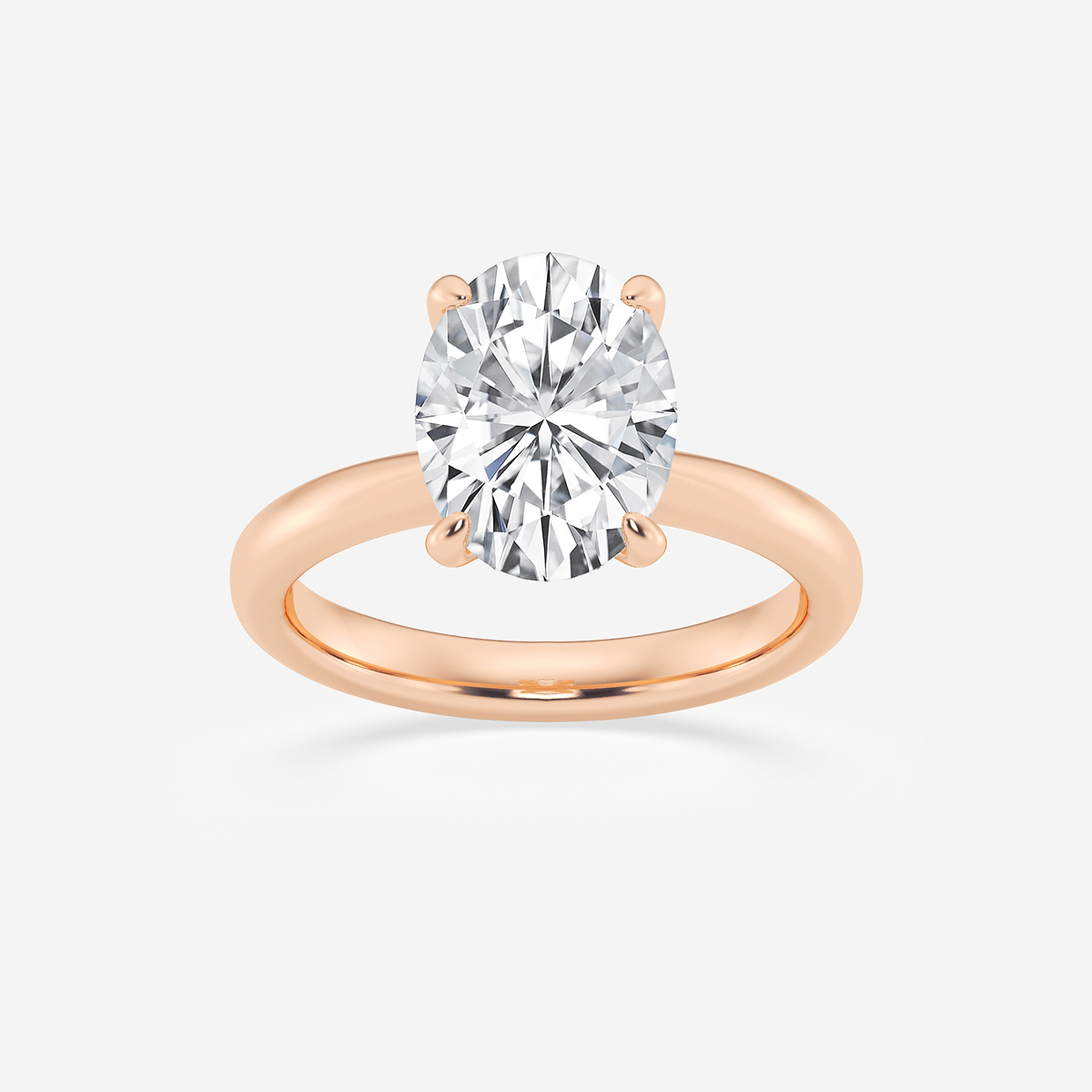 3 ctw Oval Lab Grown Diamond Petite Solitaire Engagement Ring