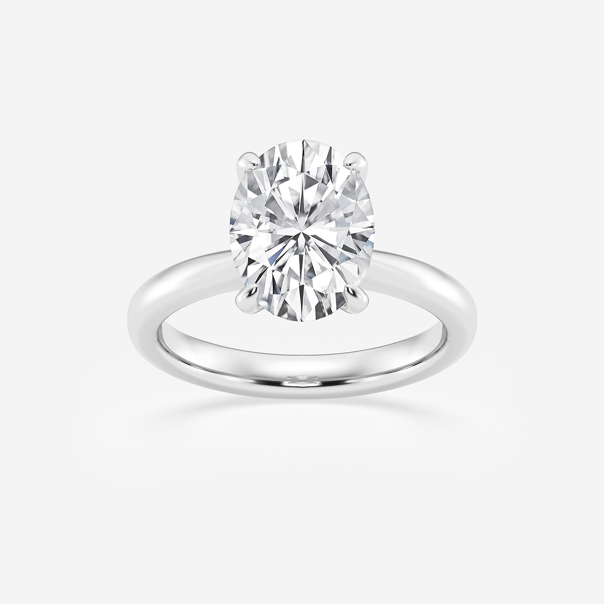 3 ctw Oval Lab Grown Diamond Petite Solitaire Engagement Ring 14K White Gold, F, VS2