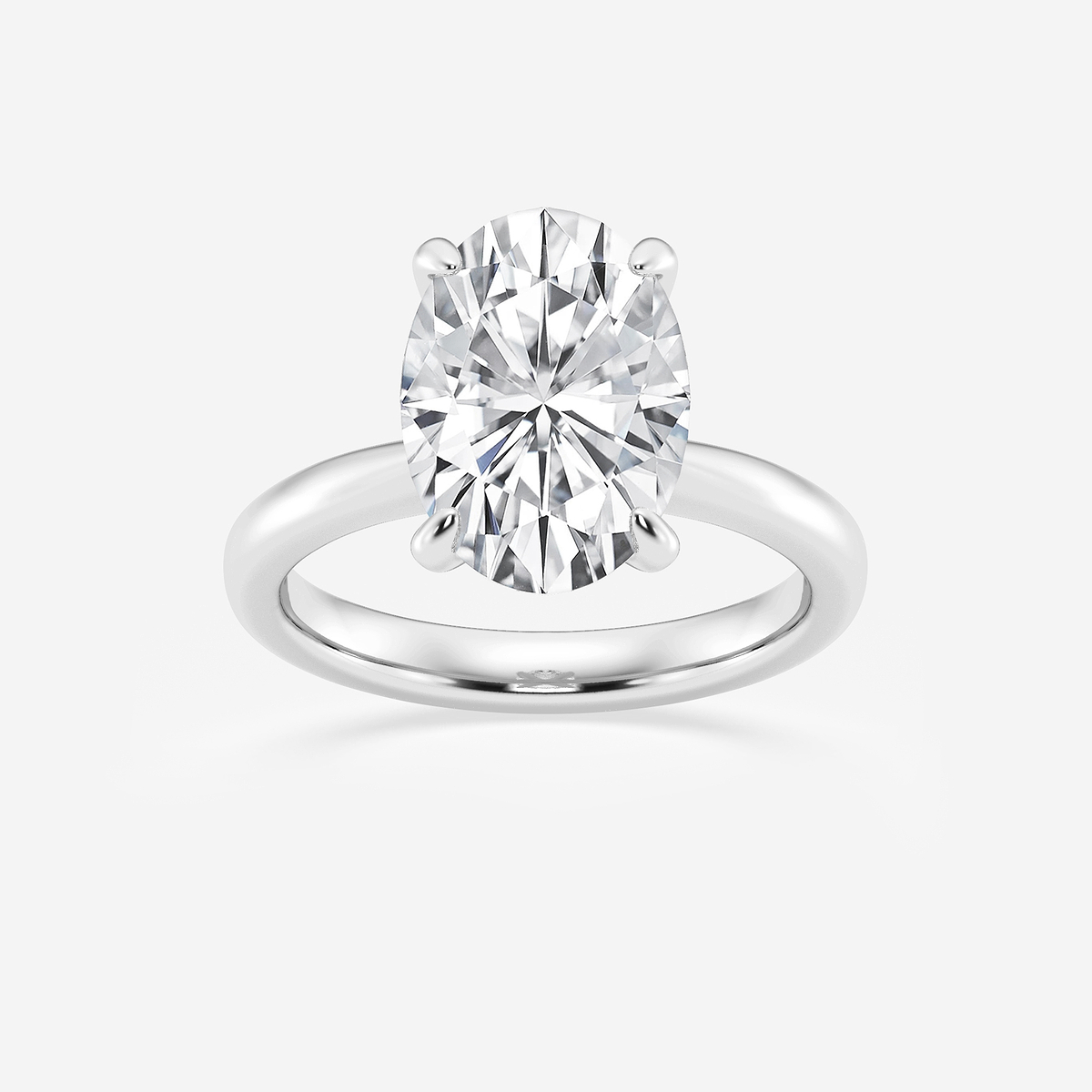 4 ctw Oval Lab Grown Diamond Petite Solitaire Engagement Ring