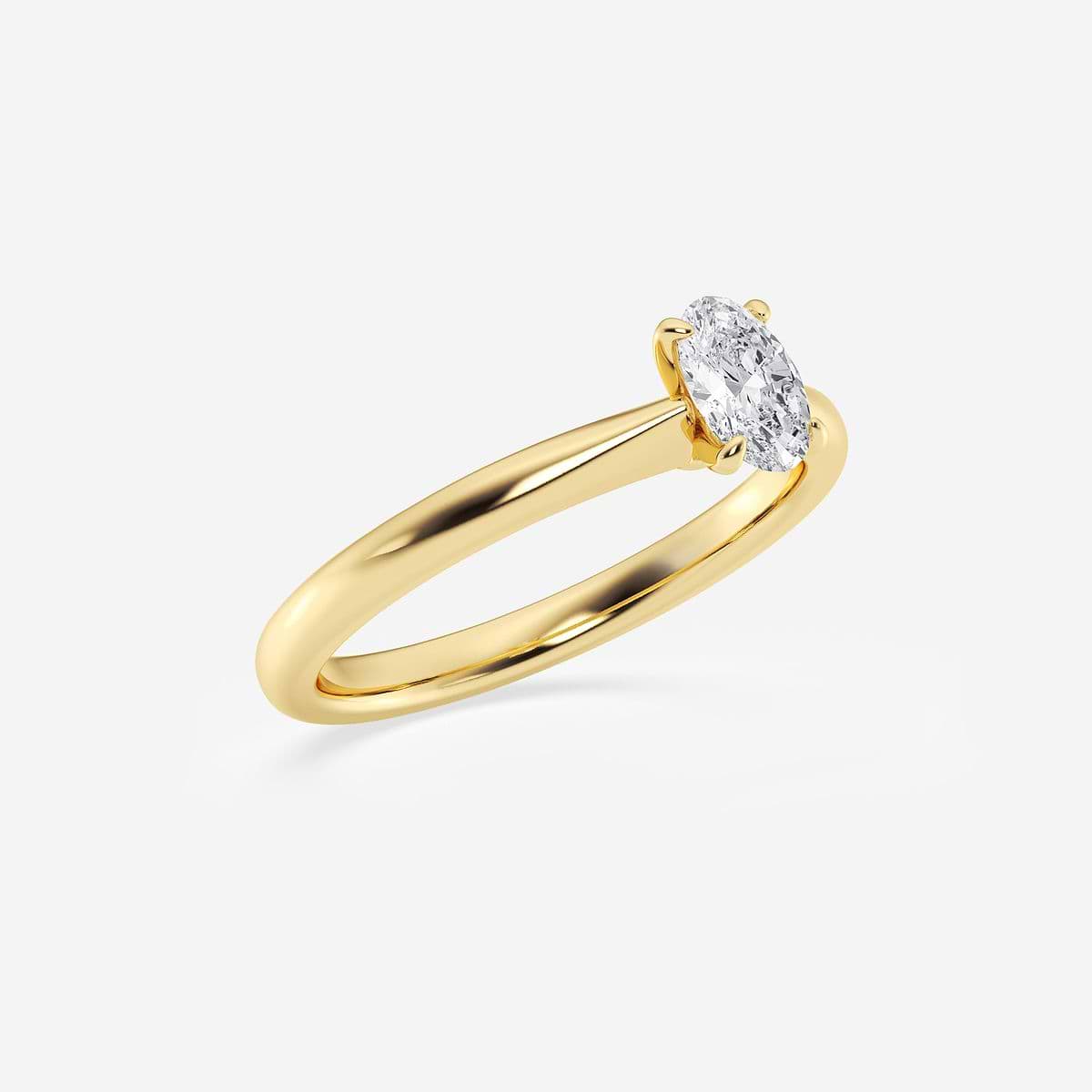 1/2 ctw Oval Lab Grown Diamond Petite Solitaire Engagement Ring 14K Yellow Gold, F, VS2