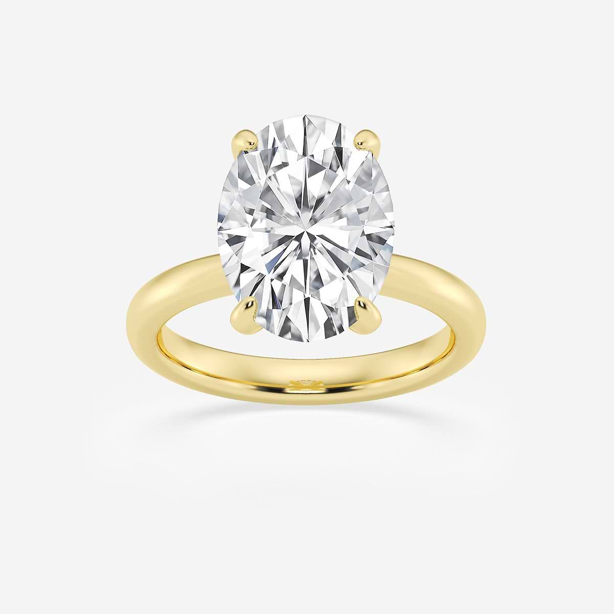 5 ctw Oval Lab Grown Diamond Petite Solitaire Engagement Ring 14K Yellow Gold, FG, VS2+