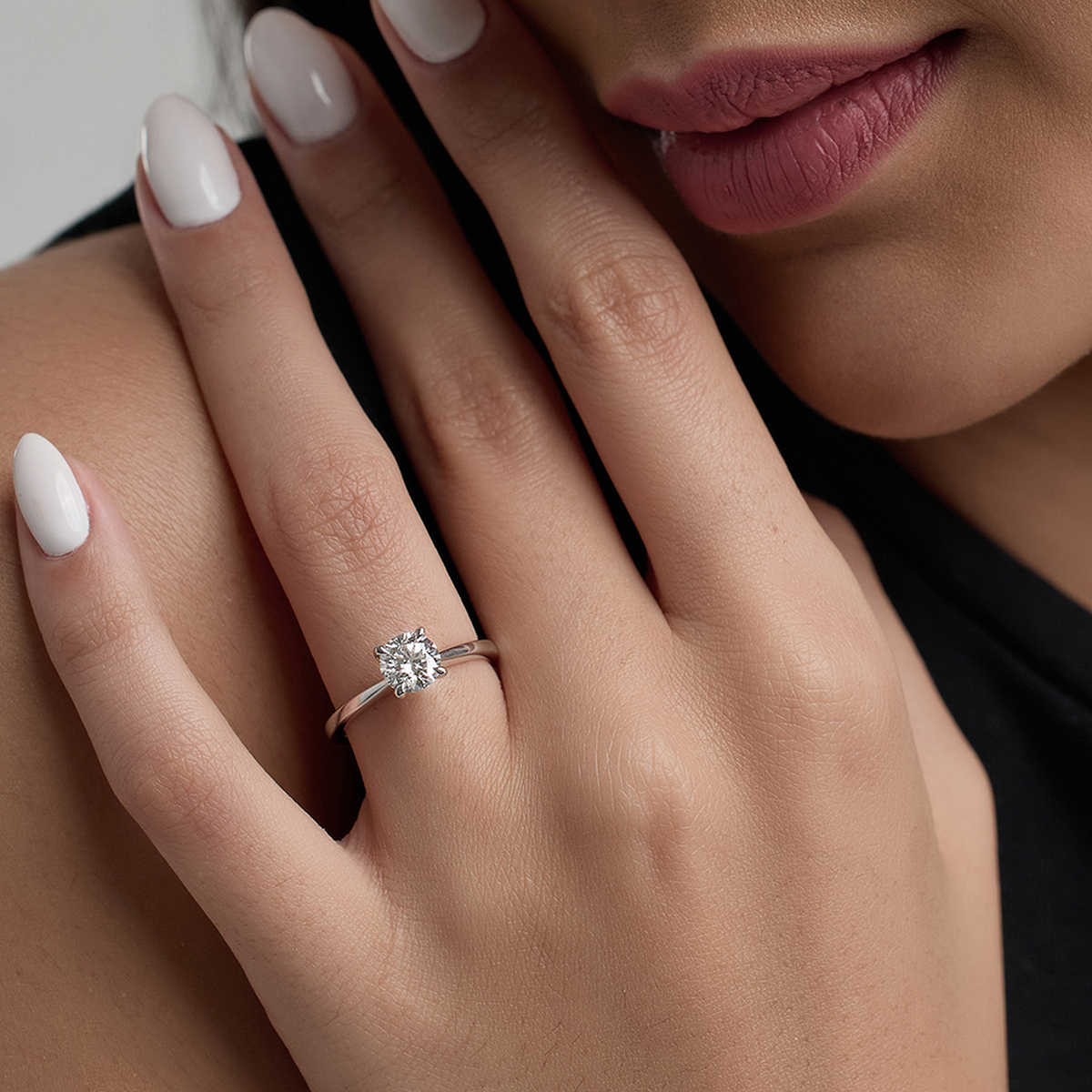 1 ctw Round Lab Grown Diamond Petite Solitaire Engagement Ring
