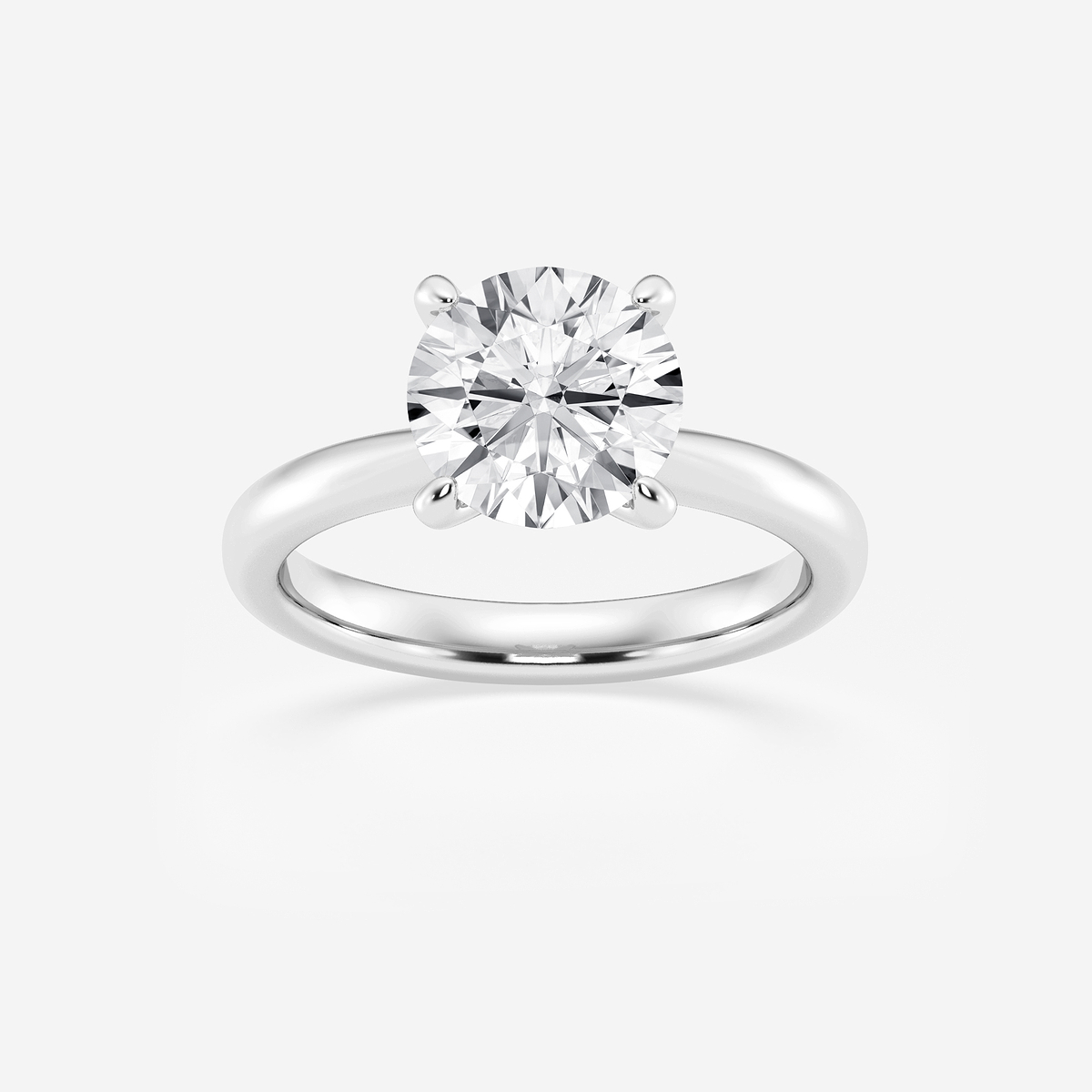 3 ctw Round Lab Grown Diamond Petite Solitaire Engagement Ring 14K White Gold, D, VVS