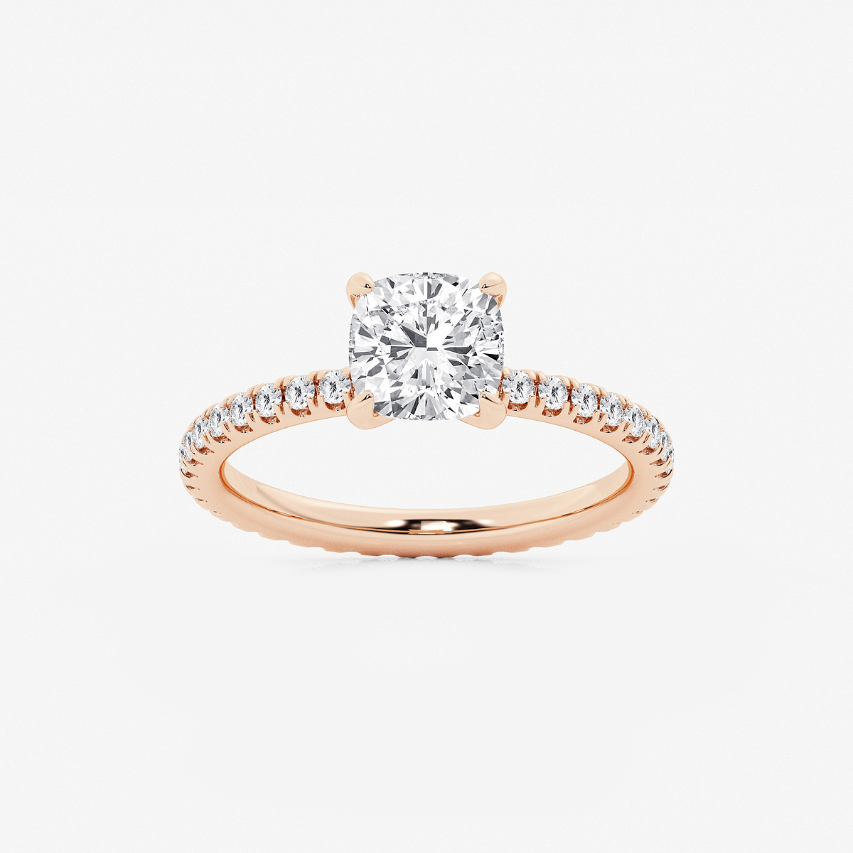 2 ctw Cushion Lab Grown Diamond Eternity Engagement Ring