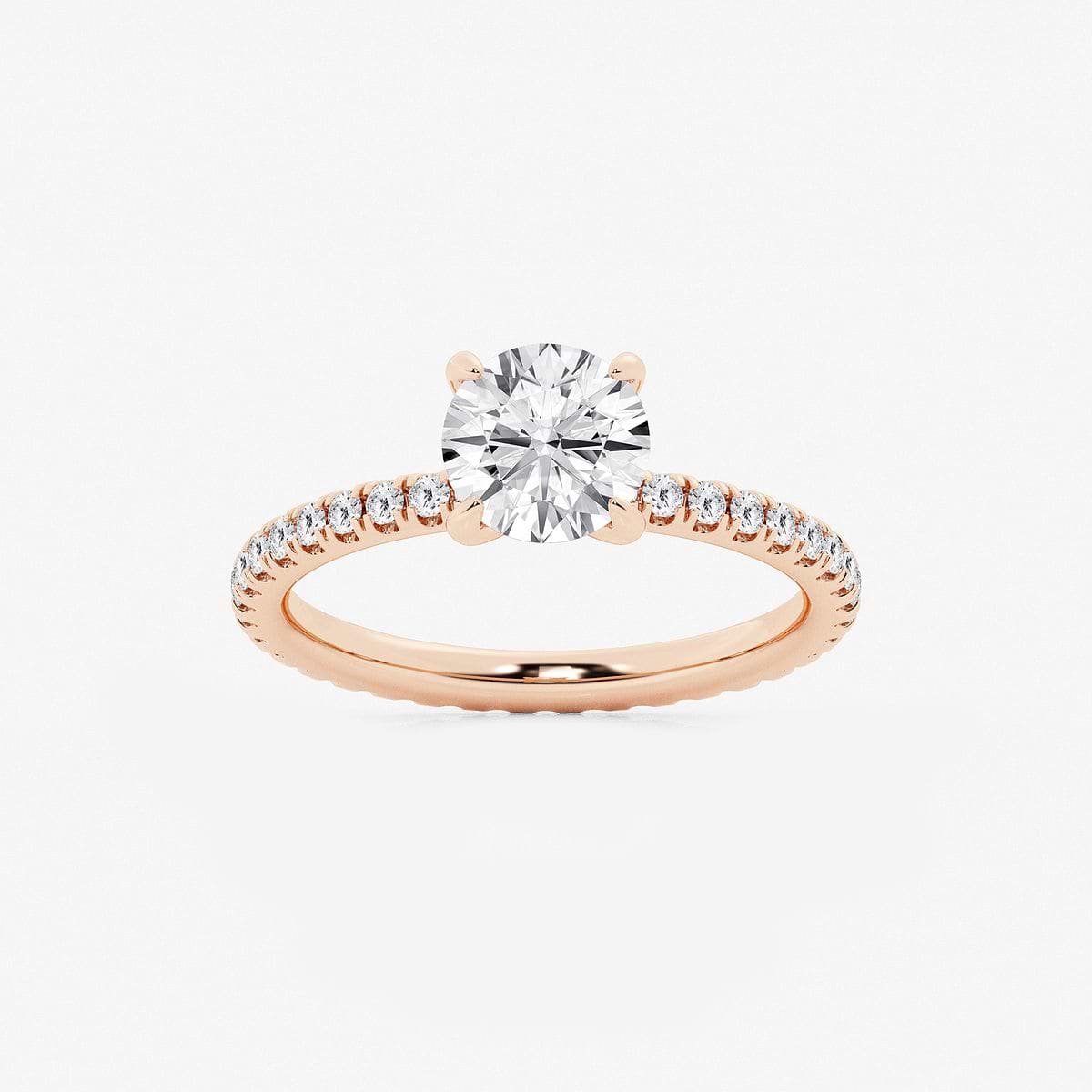 2 ctw Round Lab Grown Diamond Eternity Engagement Ring 14K Rose Gold, FG, VS2+