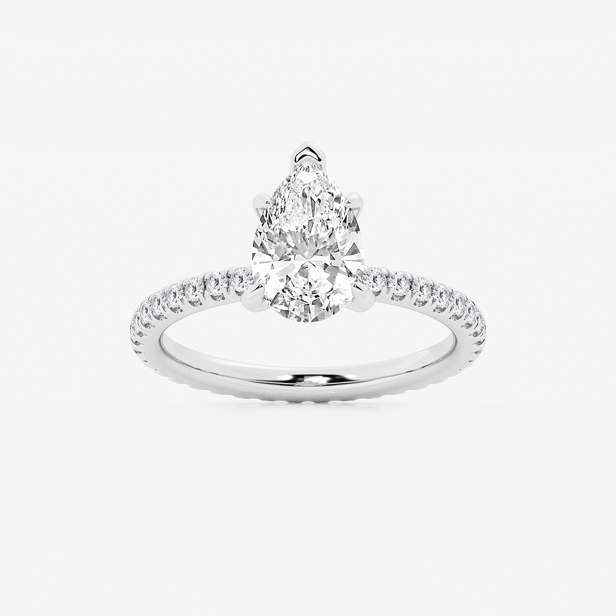 2 1/2 ctw Pear Lab Grown Diamond Eternity Engagement Ring 14K White Gold, F, VS2