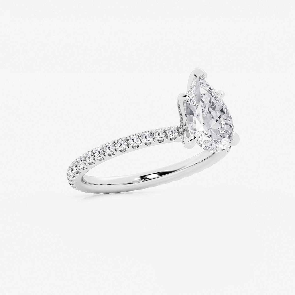 2 1/2 ctw Pear Lab Grown Diamond Eternity Engagement Ring 14K White Gold, F, VS2