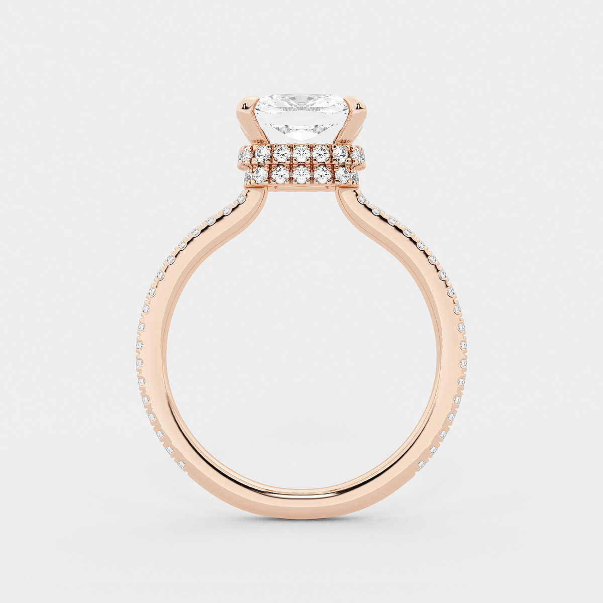 Additional Image 1 for  3 3/8 ctw Cushion Lab Grown Diamond Double Hidden Halo Engagement Ring