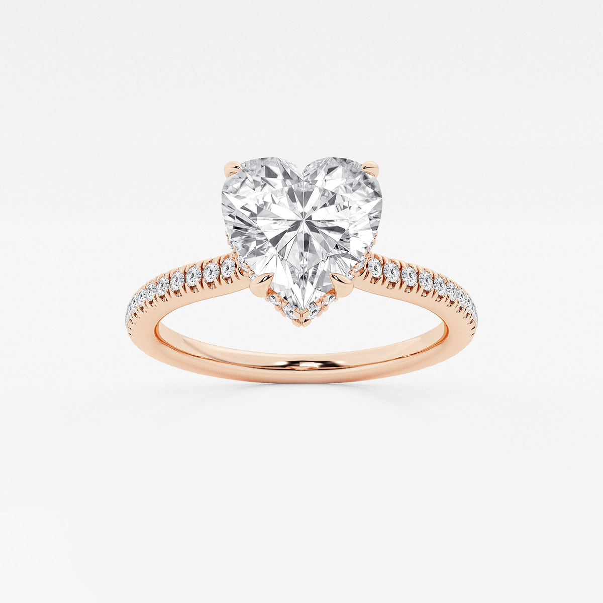 2 1/3 ctw Heart Lab Grown Diamond Double Hidden Halo Engagement Ring