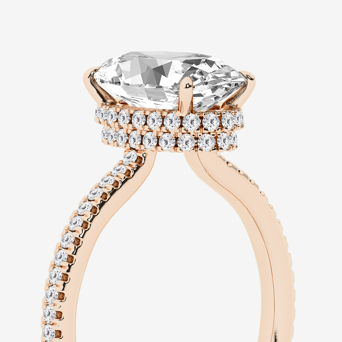 Additional Image 2 for  3 3/8 ctw Heart Lab Grown Diamond Double Hidden Halo Engagement Ring
