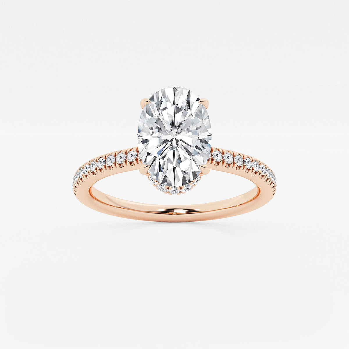 2 1/3 ctw Oval Lab Grown Diamond Double Hidden Halo Engagement Ring
