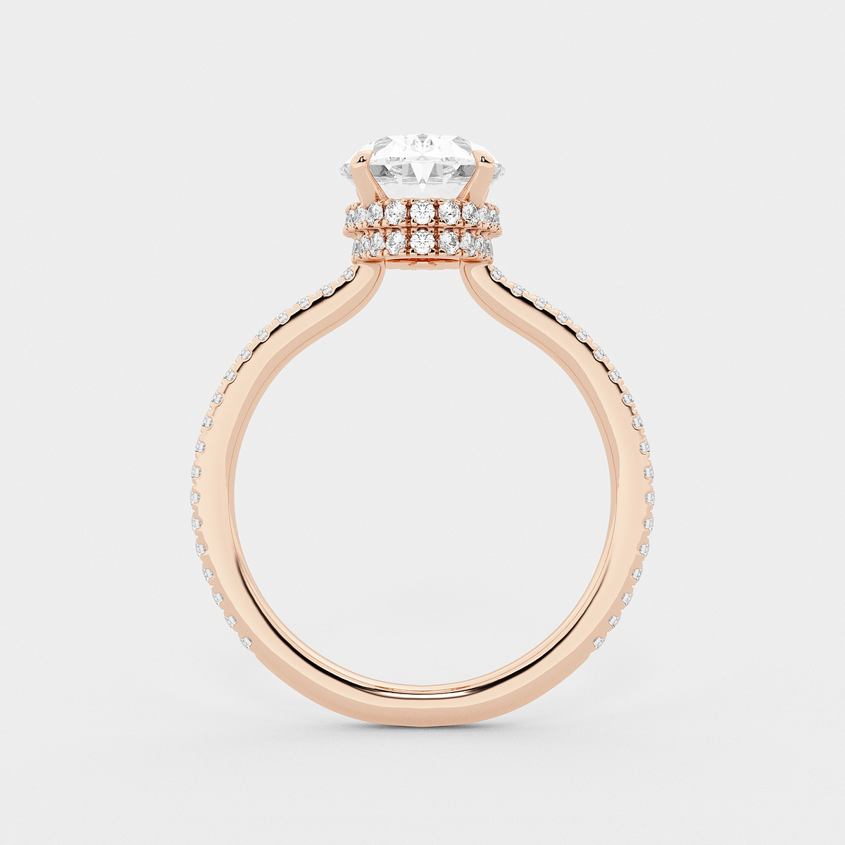 Additional Image 1 for  3 3/8 ctw Oval Lab Grown Diamond Double Hidden Halo Engagement Ring