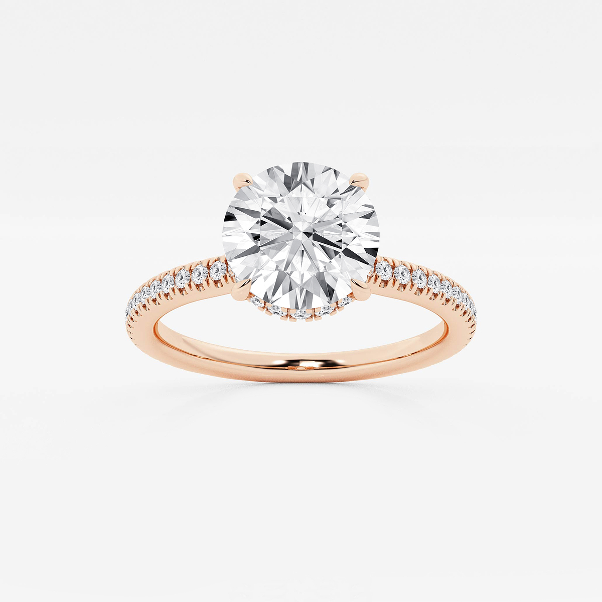 2 1/3 ctw Round Lab Grown Diamond Double Hidden Halo Engagement Ring
