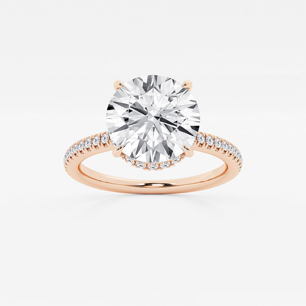 3 3/8 ctw Round Lab Grown Diamond Double Hidden Halo Engagement Ring