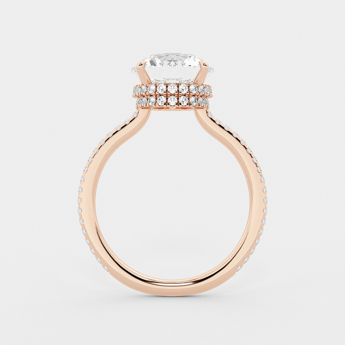 Additional Image 1 for  3 3/8 ctw Round Lab Grown Diamond Double Hidden Halo Engagement Ring