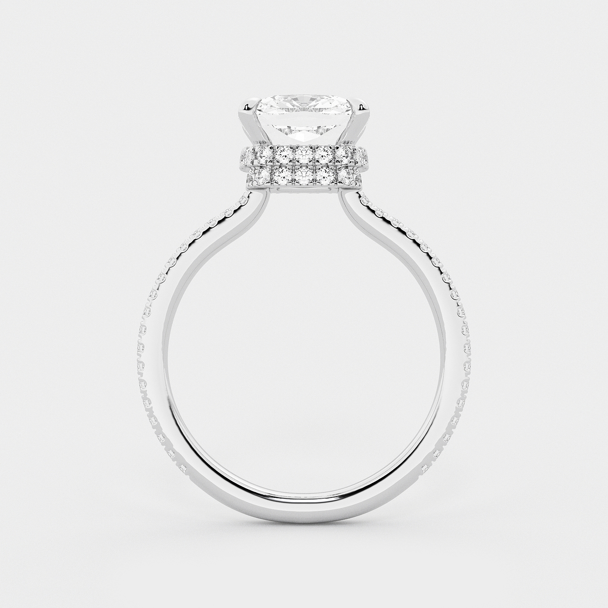 Additional Image 1 for  3 3/8 ctw Cushion Lab Grown Diamond Double Hidden Halo Engagement Ring