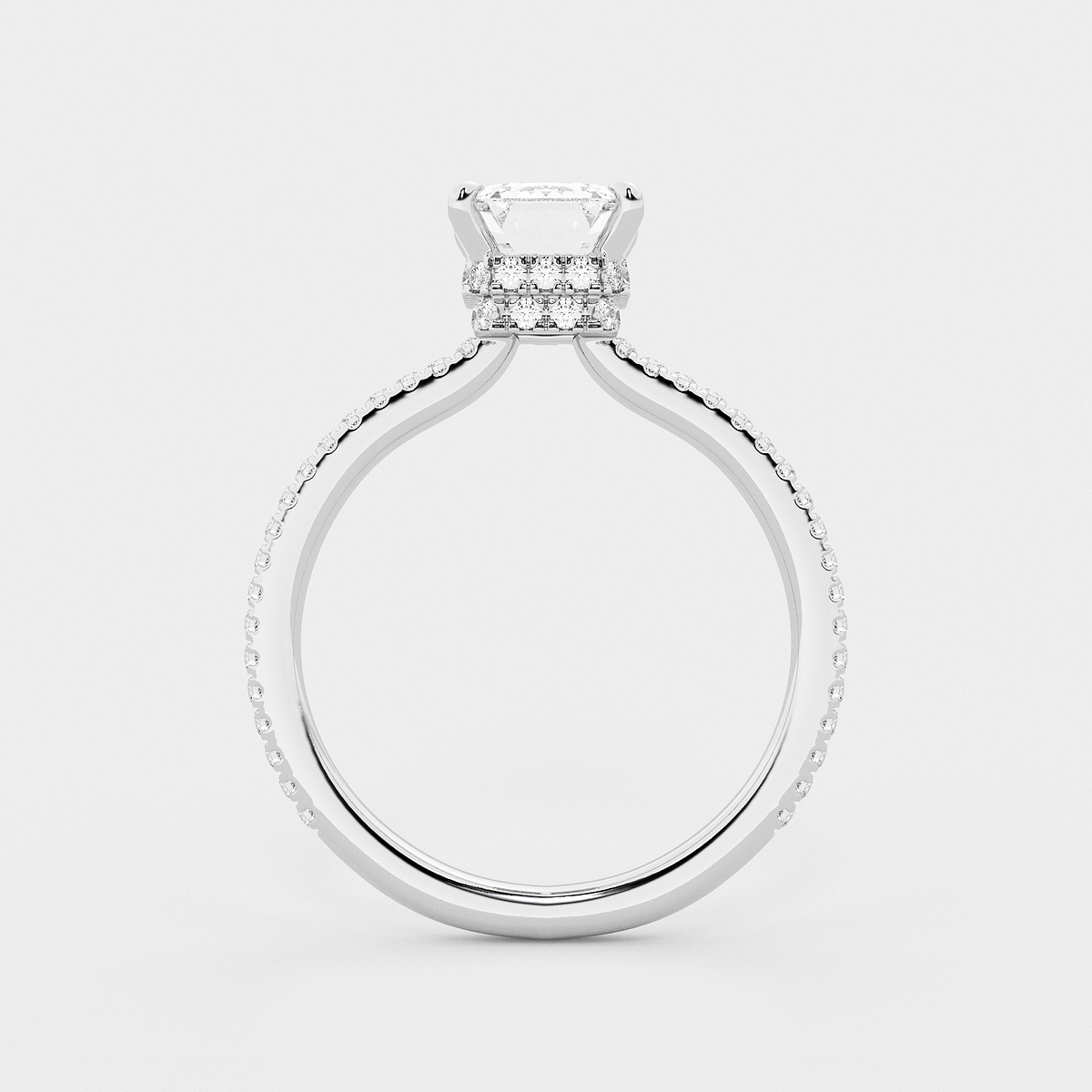 Additional Image 1 for  2 1/3 ctw Emerald Lab Grown Diamond Double Hidden Halo Engagement Ring