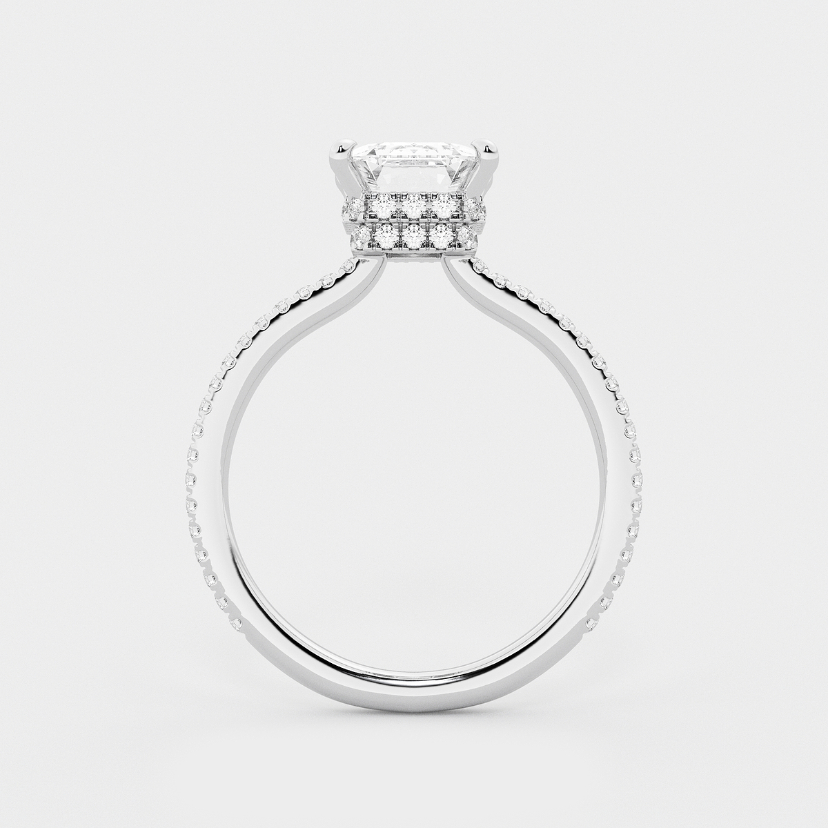 Additional Image 1 for  3 3/8 ctw Emerald Lab Grown Diamond Double Hidden Halo Engagement Ring