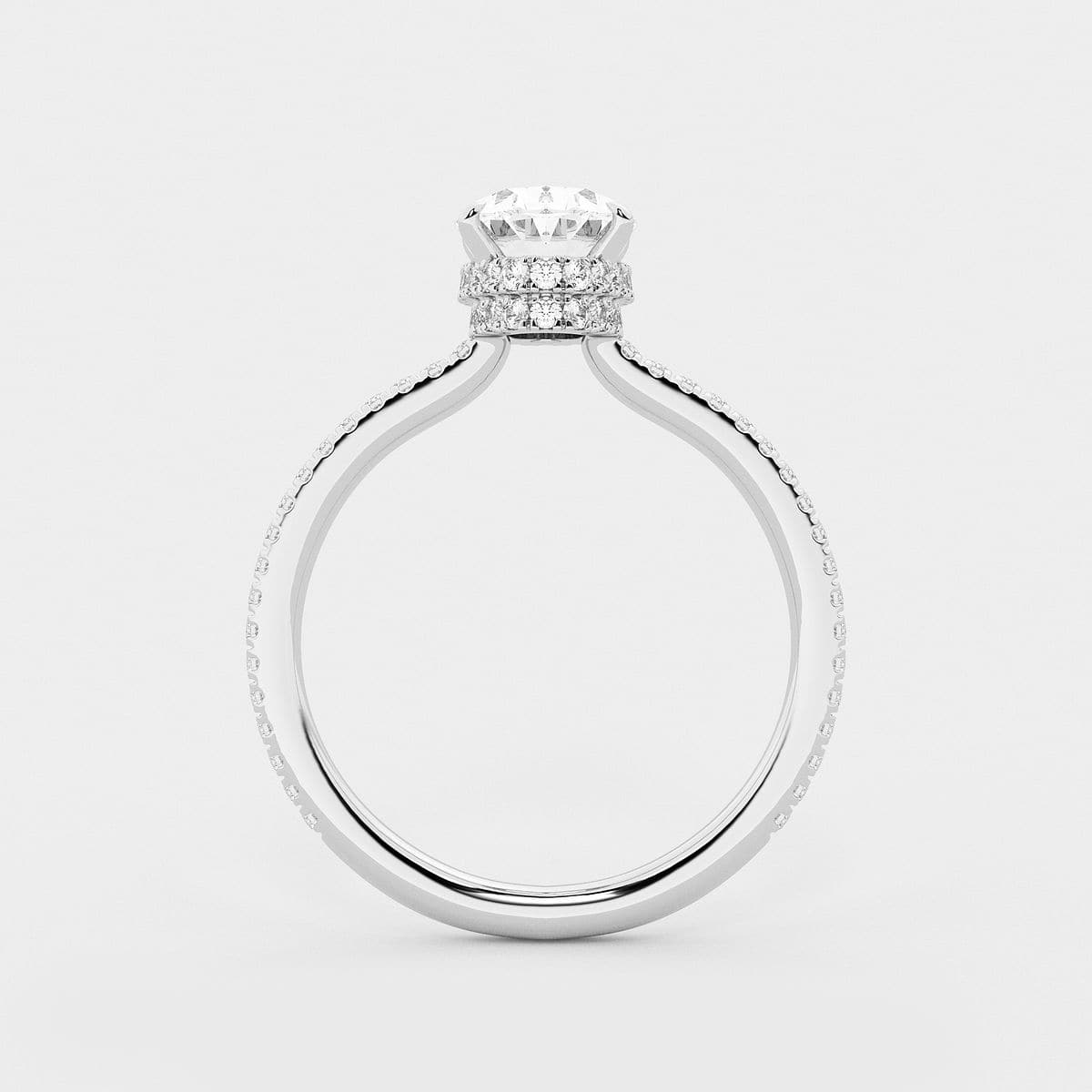 2 1/3 ctw Oval Lab Grown Diamond Double Hidden Halo Engagement Ring 14K White Gold, E, VS1
