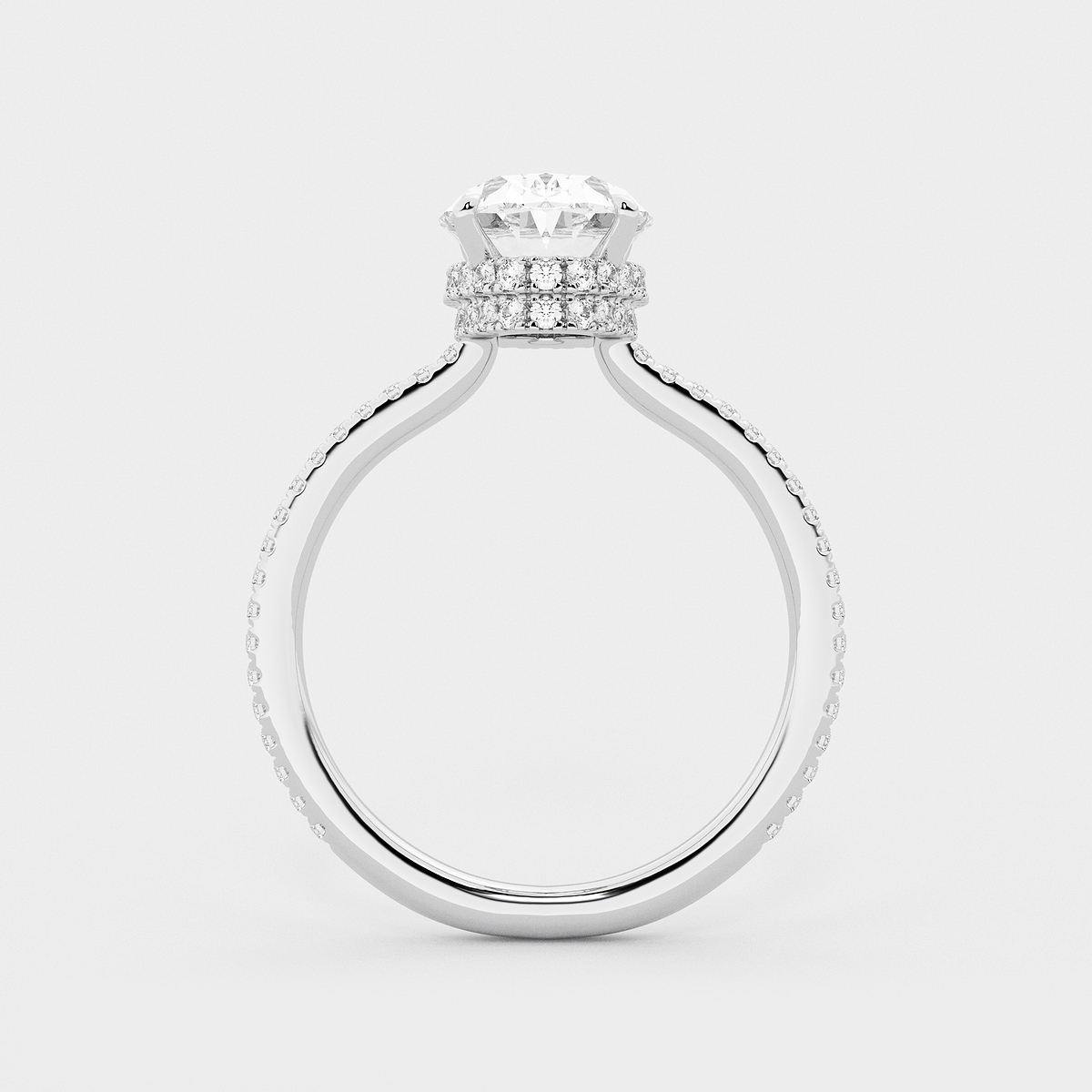 Additional Image 1 for  3 3/8 ctw Oval Lab Grown Diamond Double Hidden Halo Engagement Ring