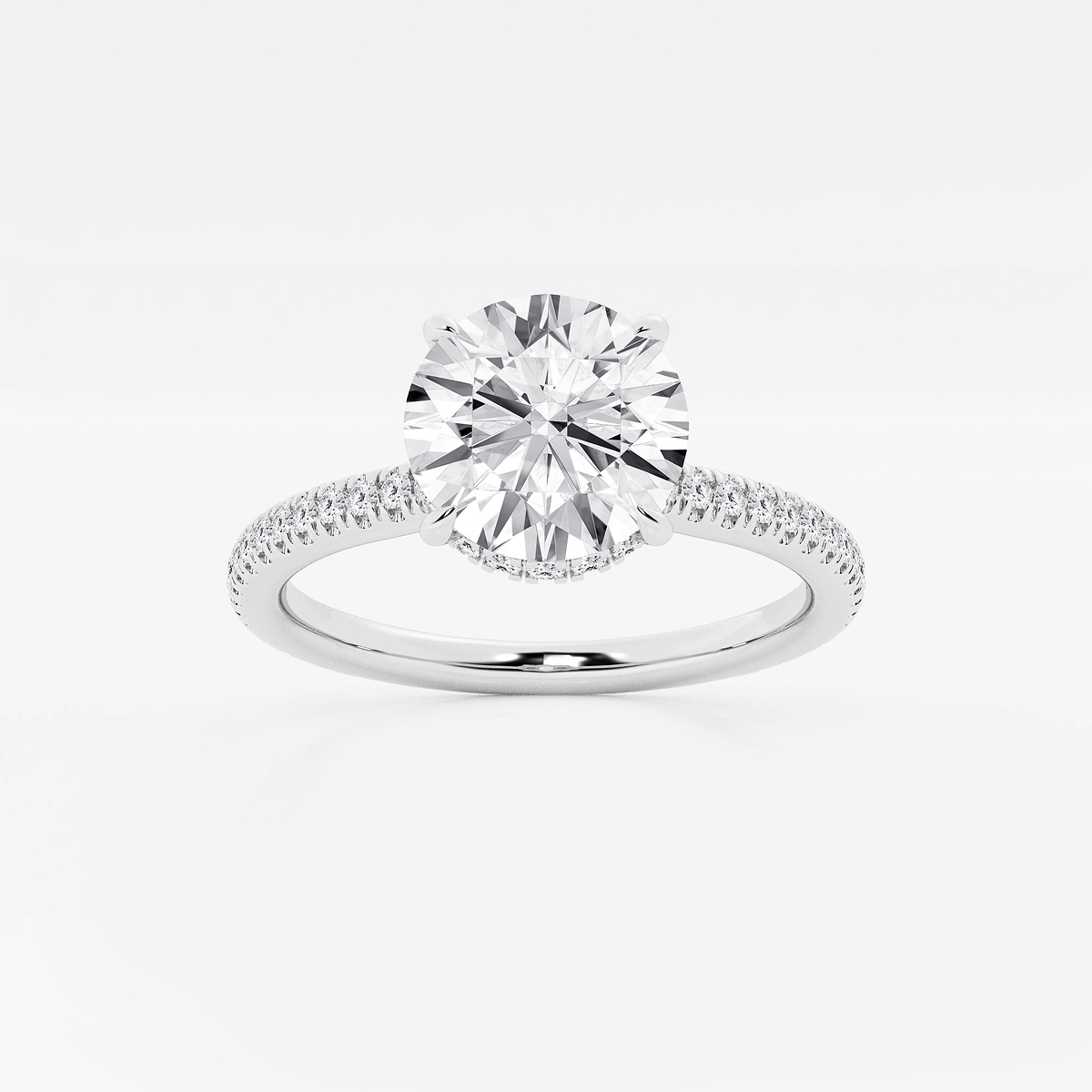 2 1/3 ctw Round Lab Grown Diamond Double Hidden Halo Engagement Ring