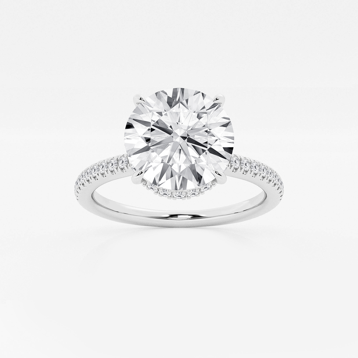 3 3/8 ctw Round Lab Grown Diamond Double Hidden Halo Engagement Ring