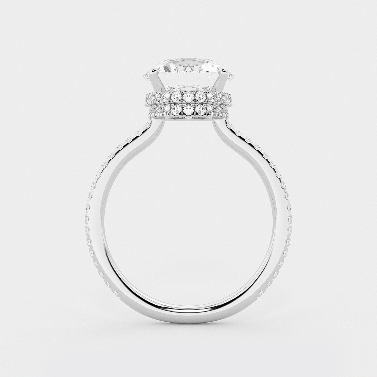 Additional Image 1 for  3 3/8 ctw Round Lab Grown Diamond Double Hidden Halo Engagement Ring