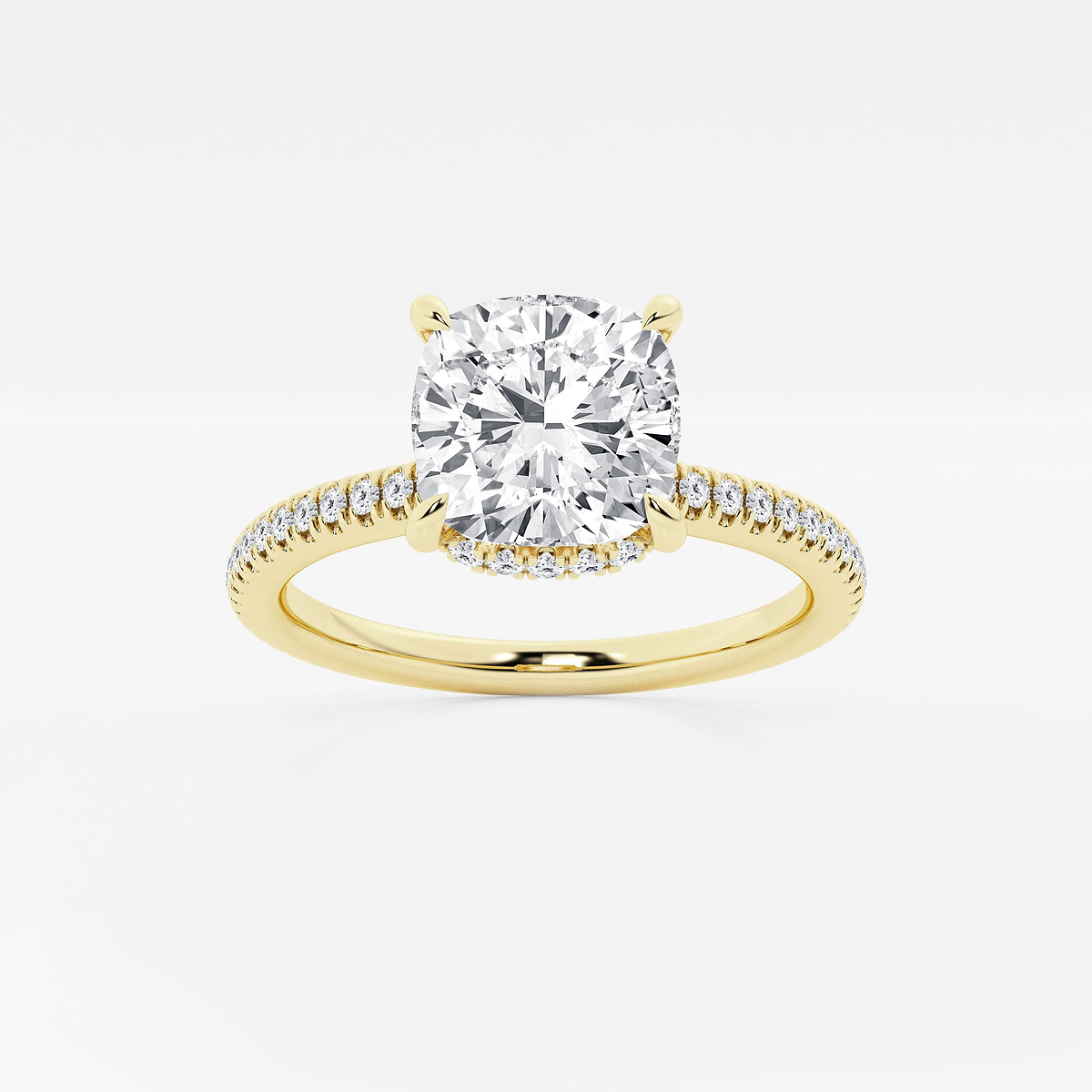 2 1/3 ctw Cushion Lab Grown Diamond Double Hidden Halo Engagement Ring