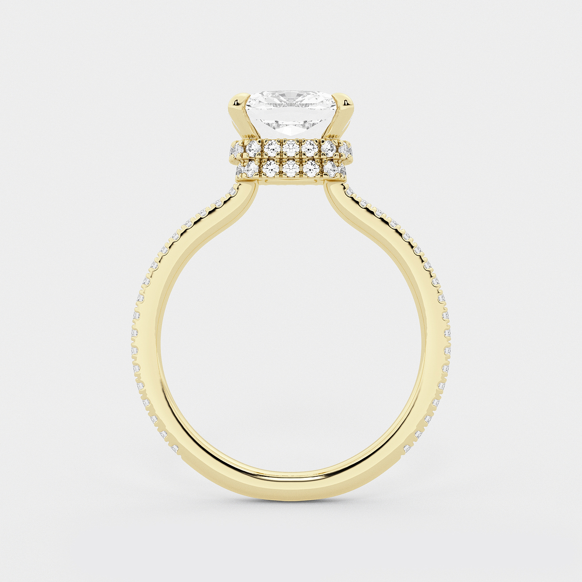 Additional Image 1 for  3 3/8 ctw Cushion Lab Grown Diamond Double Hidden Halo Engagement Ring