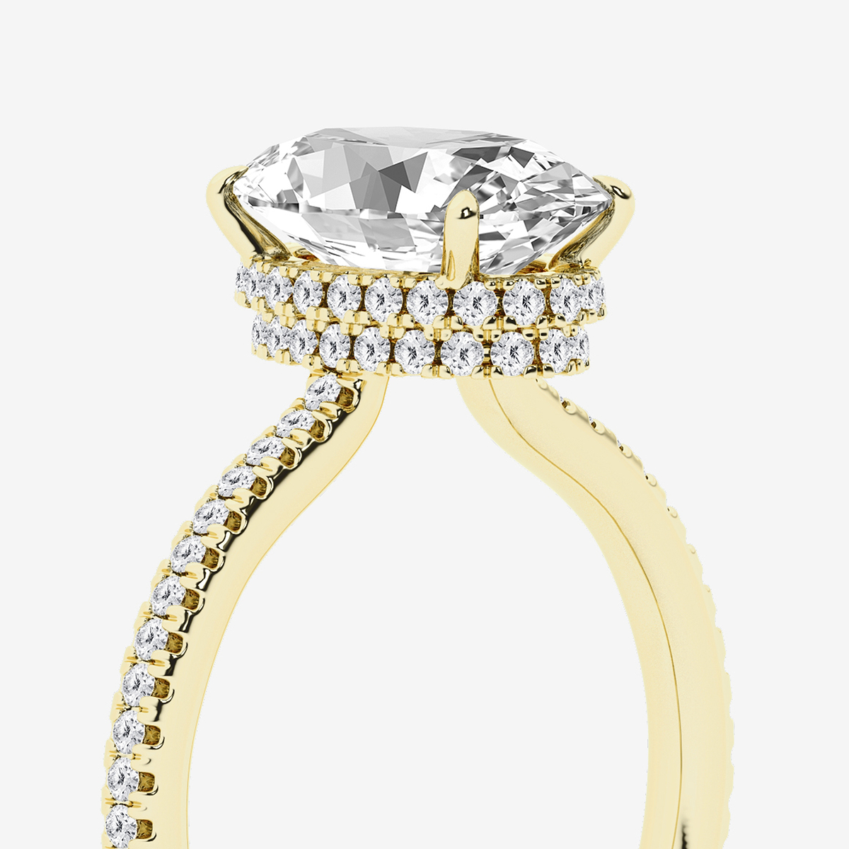 Additional Image 2 for  3 3/8 ctw Cushion Lab Grown Diamond Double Hidden Halo Engagement Ring