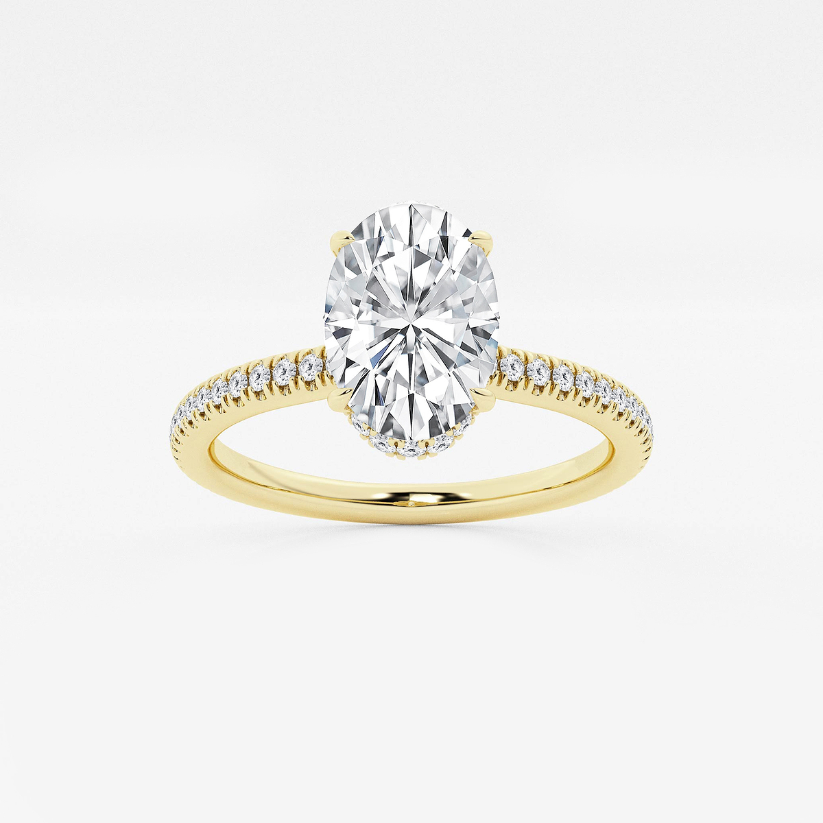 2 1/3 ctw Oval Lab Grown Diamond Double Hidden Halo Engagement Ring