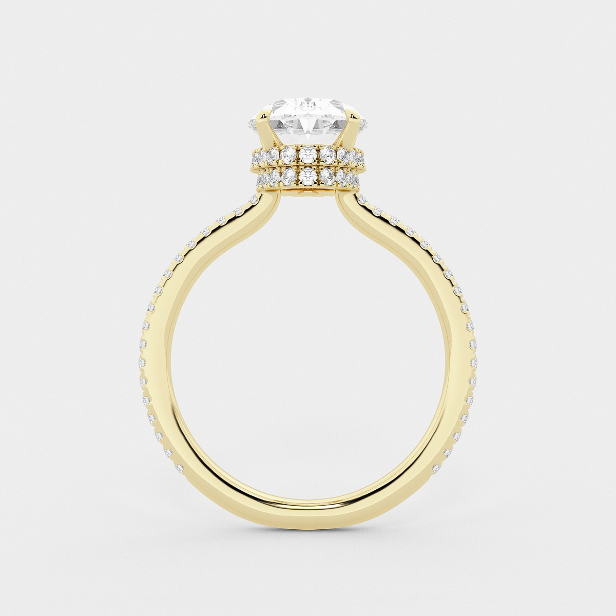 Additional Image 1 for  3 3/8 ctw Oval Lab Grown Diamond Double Hidden Halo Engagement Ring