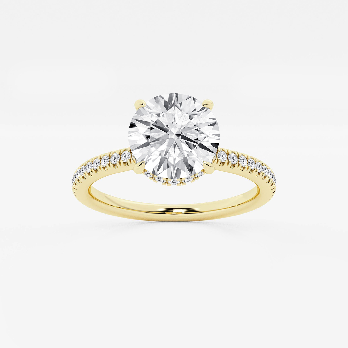 2 1/3 ctw Round Lab Grown Diamond Double Hidden Halo Engagement Ring
