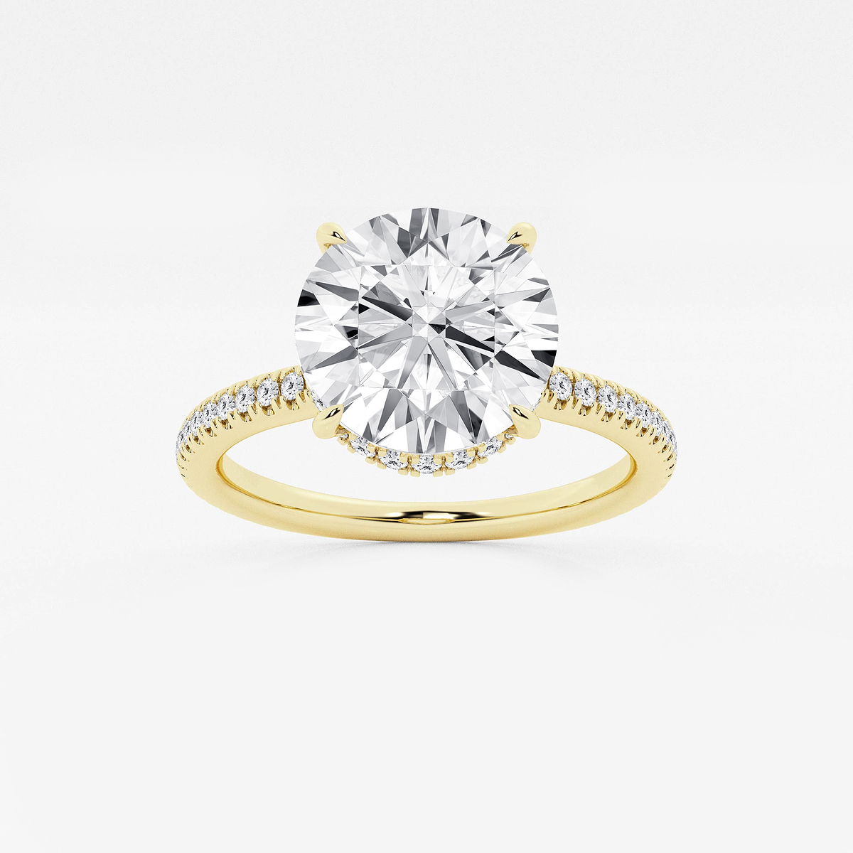 3 3/8 ctw Round Lab Grown Diamond Double Hidden Halo Engagement Ring