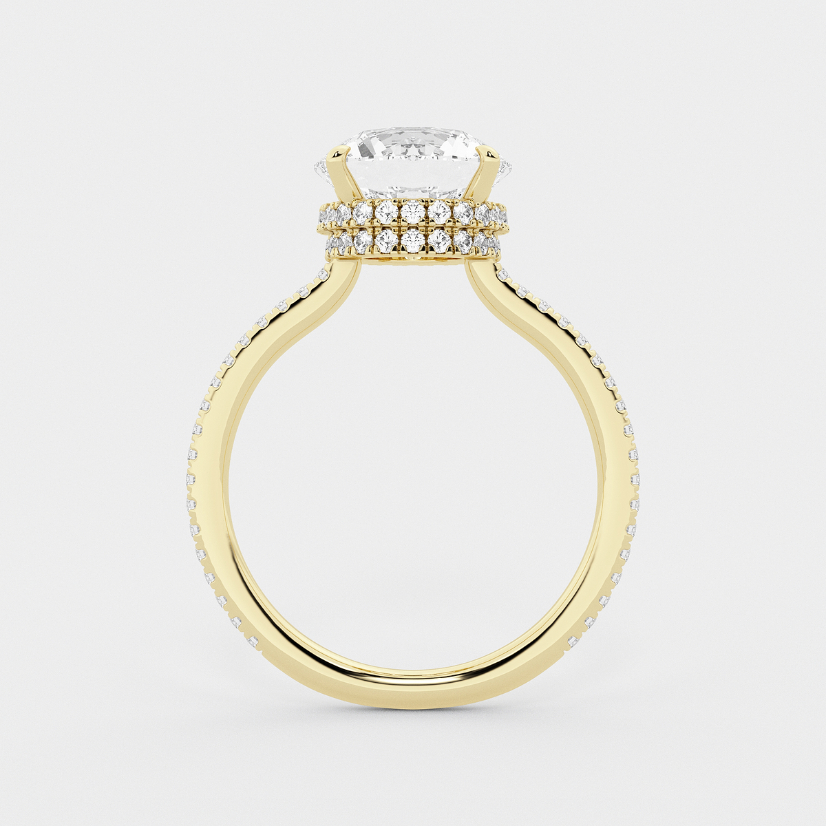 Additional Image 1 for  3 3/8 ctw Round Lab Grown Diamond Double Hidden Halo Engagement Ring