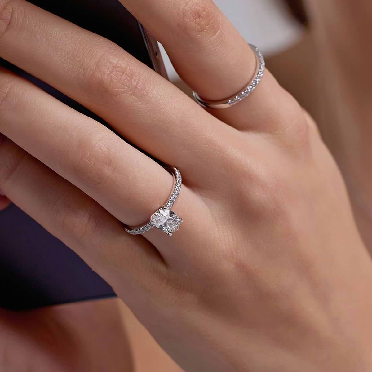 2 1/6 ctw Oval Lab Grown Diamond Scalloped classic Pave Solitaire Engagement Ring with Side Stones 14K Yellow Gold, E, VS1