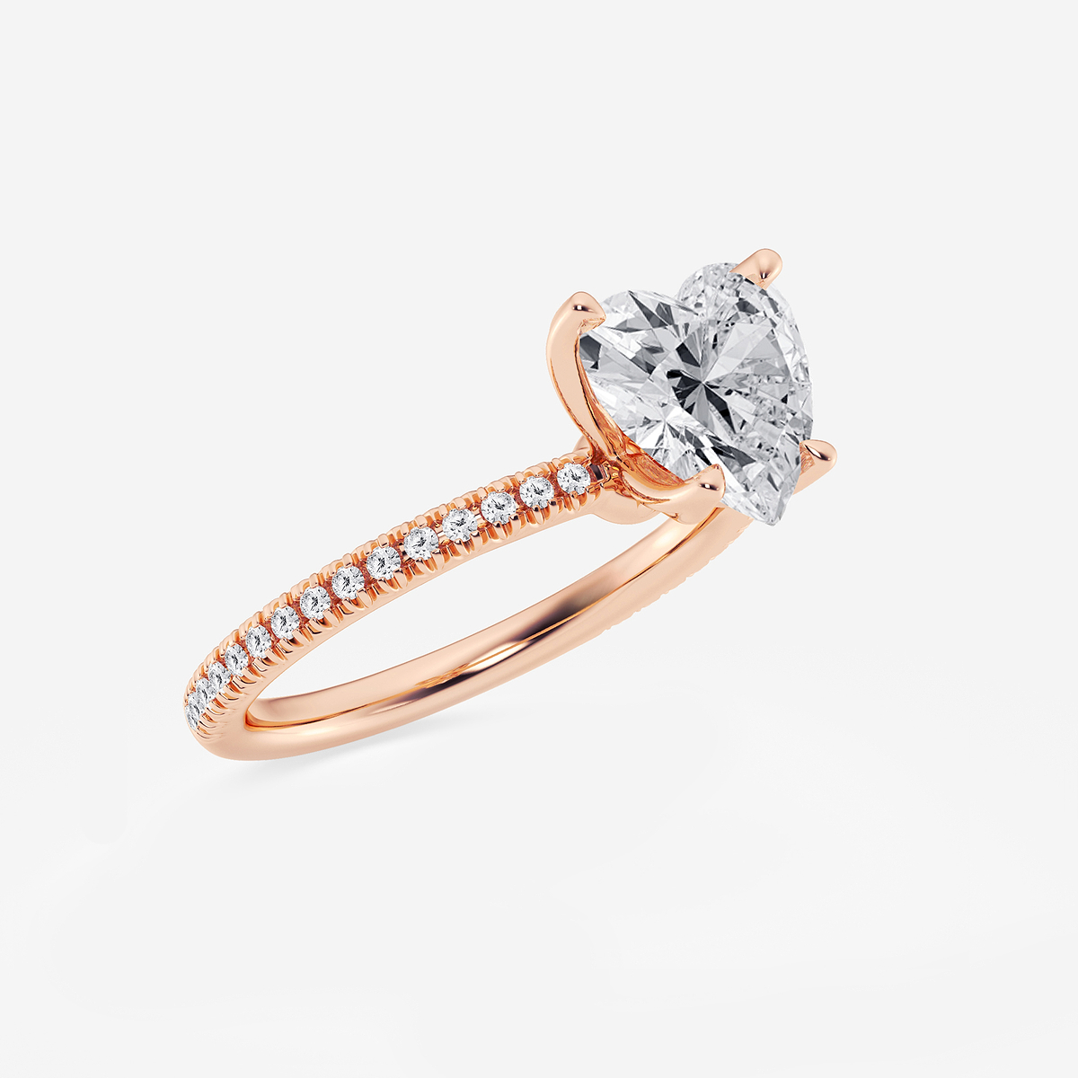 Additional Image 1 for  2 1/6 ctw Heart Lab Grown Diamond Scalloped classic Pave Solitaire Engagement Ring with Side Stones